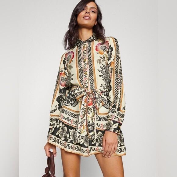 FARM Rio Dresses & Skirts - Farm Rio Romantic Garden Black Cream Floral Mini Dress New Medium